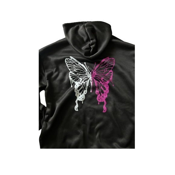 SHEIN Women’s Plus Size Butterfly Print Draw String Hoodie. - Picture 1 of 4